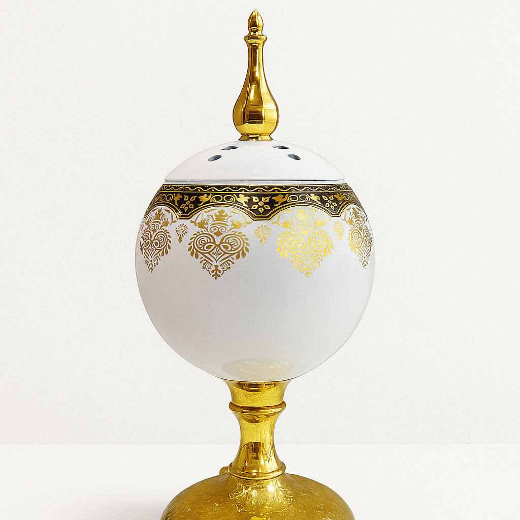 Elegant Electric Incense Burner  White & Gold